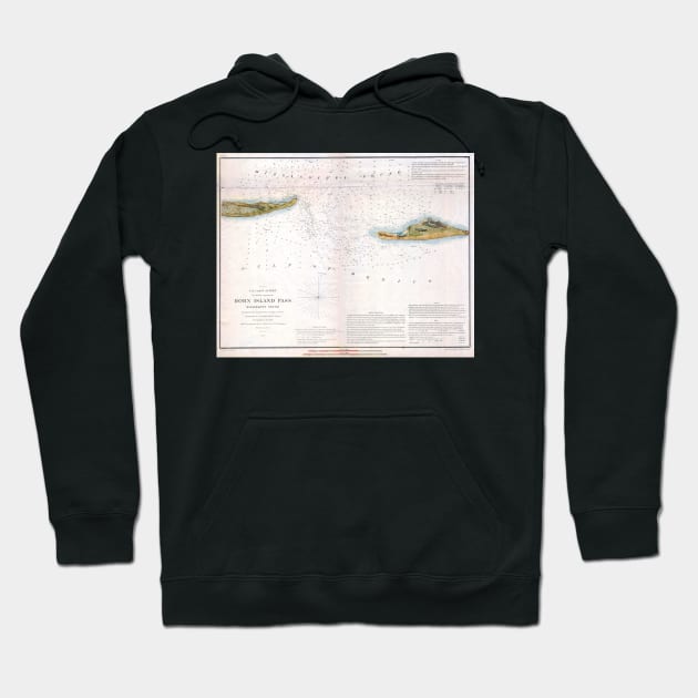 Vintage Map Horn Island Pass MS and LA 1853 Hoodie by pdpress
